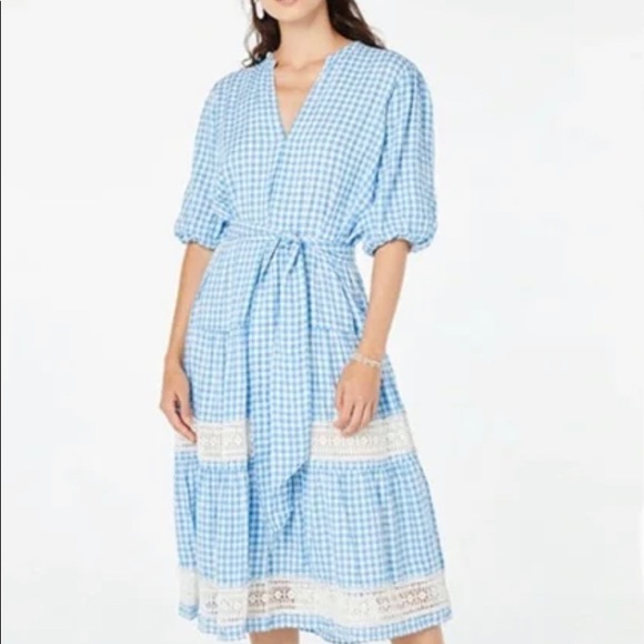 ROLLER RABBIT Gingham valonia midi dress blue plaid size XXS - never worn - Picture 1 of 9